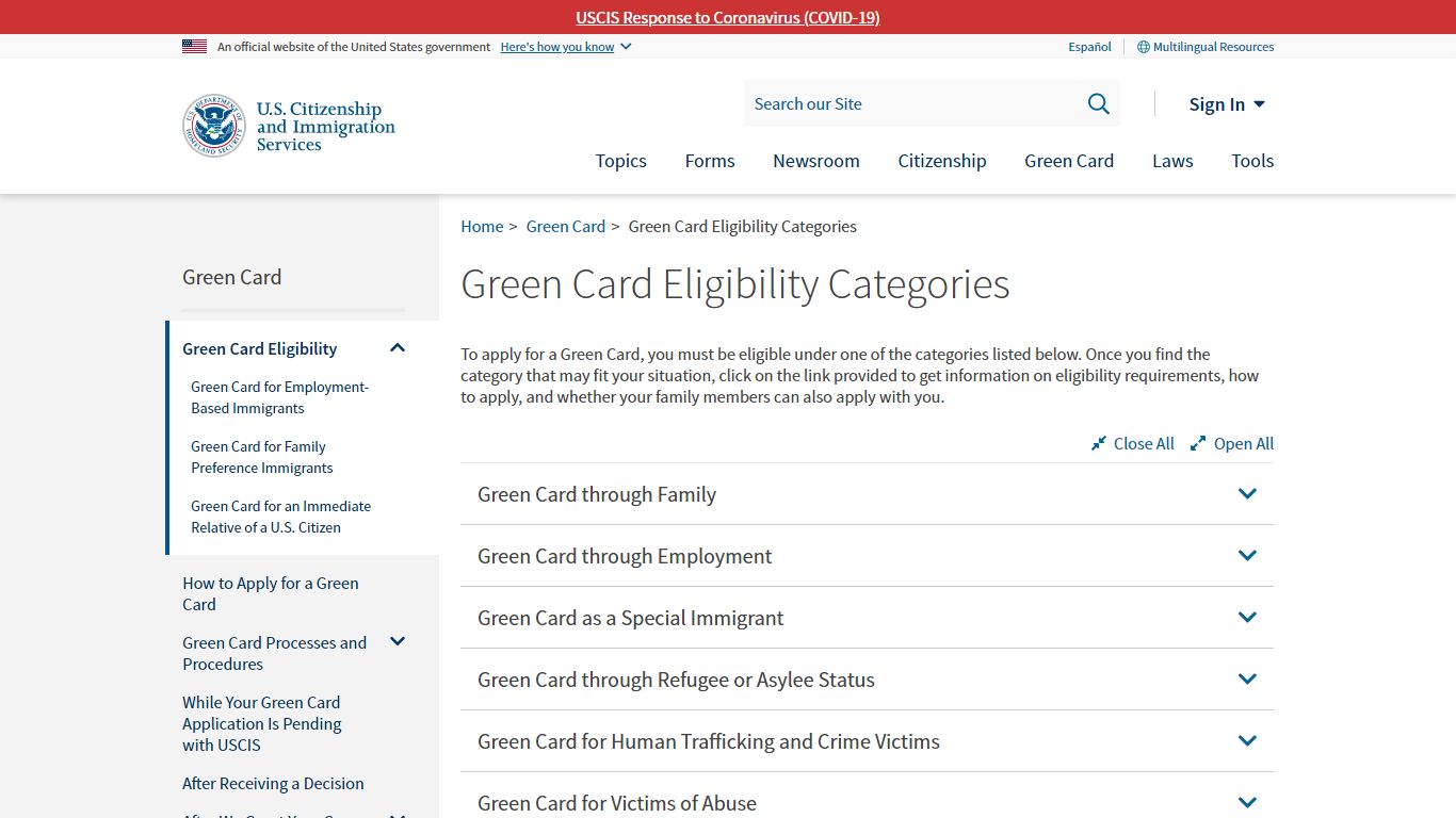 Green Card Eligibility Categories | USCIS